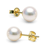 Meiumi White Akoya Pearl Stud Earrings, 7.0-7.5mm