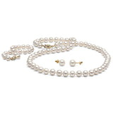 Meiumi White Freshwater Pearl 3-Piece Jewelry Set, 7.5-8.0mm